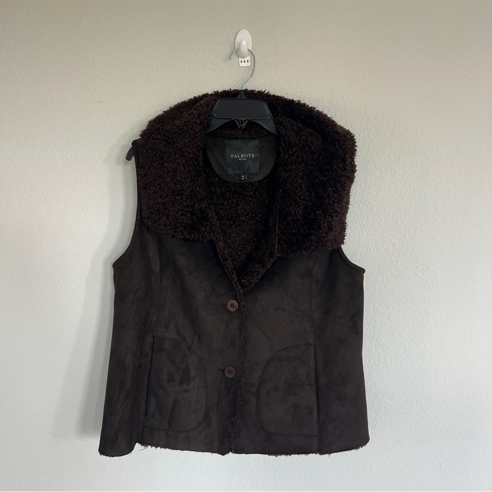 Talbots Faux Fur Brown Vest Size 16P